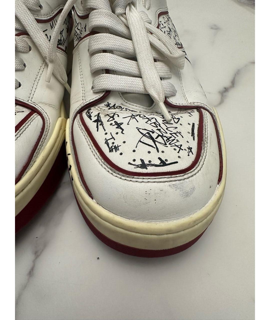 DOLCE&GABBANA Белые кожаные низкие кроссовки / кеды, фото 4