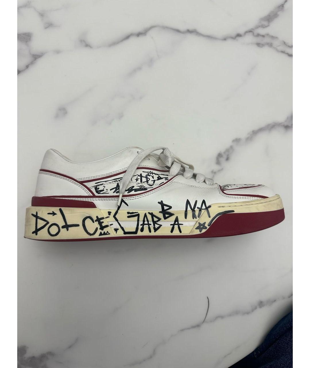 DOLCE&GABBANA Белые кожаные низкие кроссовки / кеды, фото 2