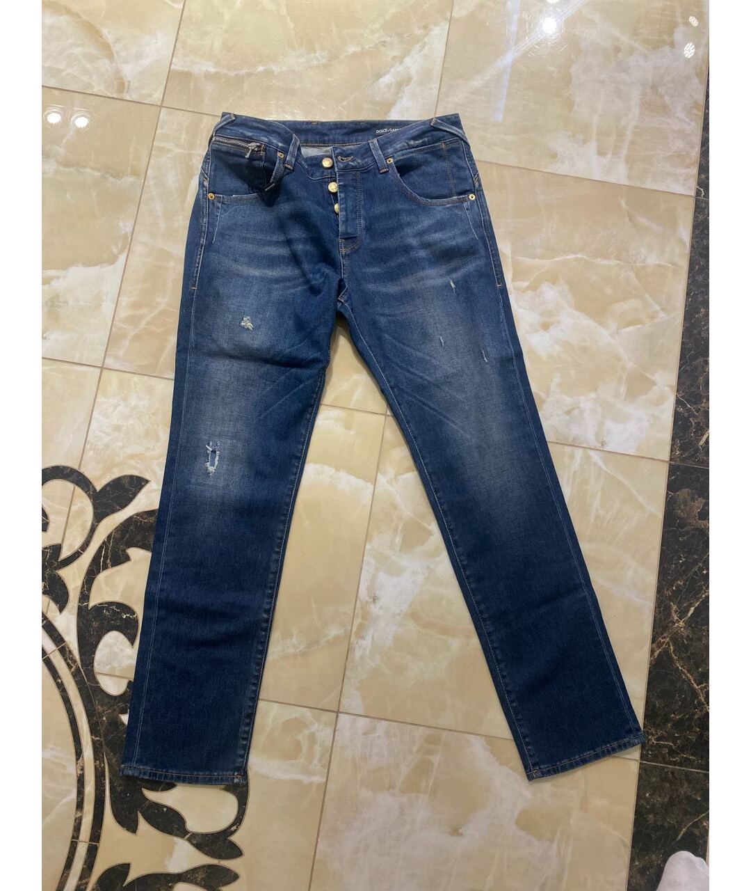 DOLCE&GABBANA Темно-синие хлопко-полиэстеровые джинсы скинни, фото 6