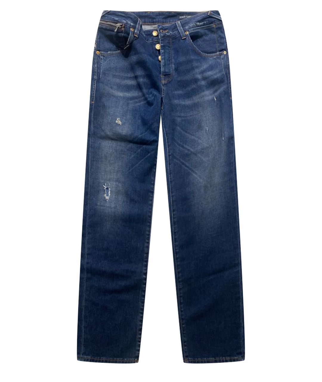DOLCE&GABBANA Темно-синие хлопко-полиэстеровые джинсы скинни, фото 1
