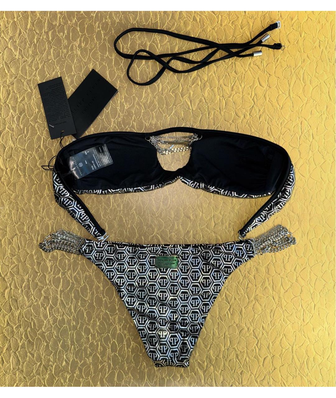 PHILIPP PLEIN Серебрянный полиэстеровый купальник, фото 3