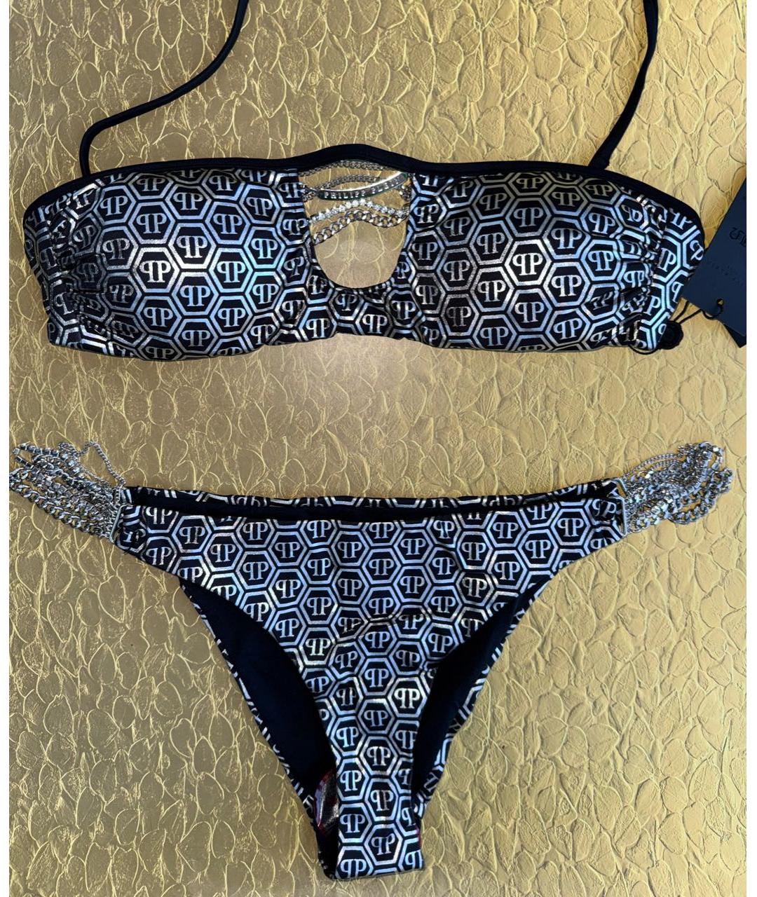 PHILIPP PLEIN Серебрянный полиэстеровый купальник, фото 2