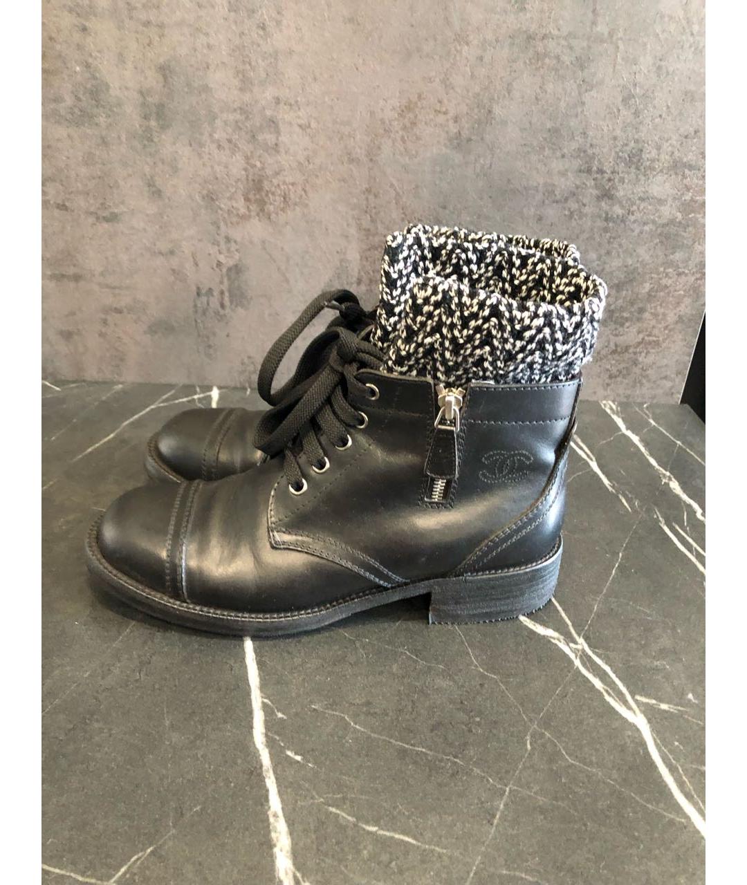 CHANEL Черные кожаные ботинки, фото 5