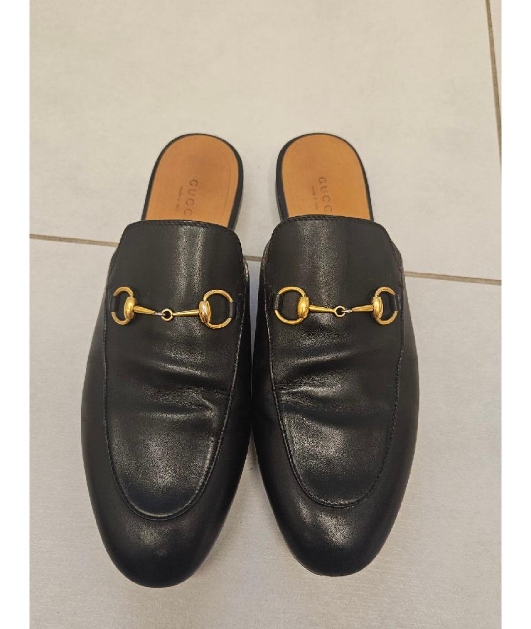 GUCCI Черные кожаные мюли, фото 2