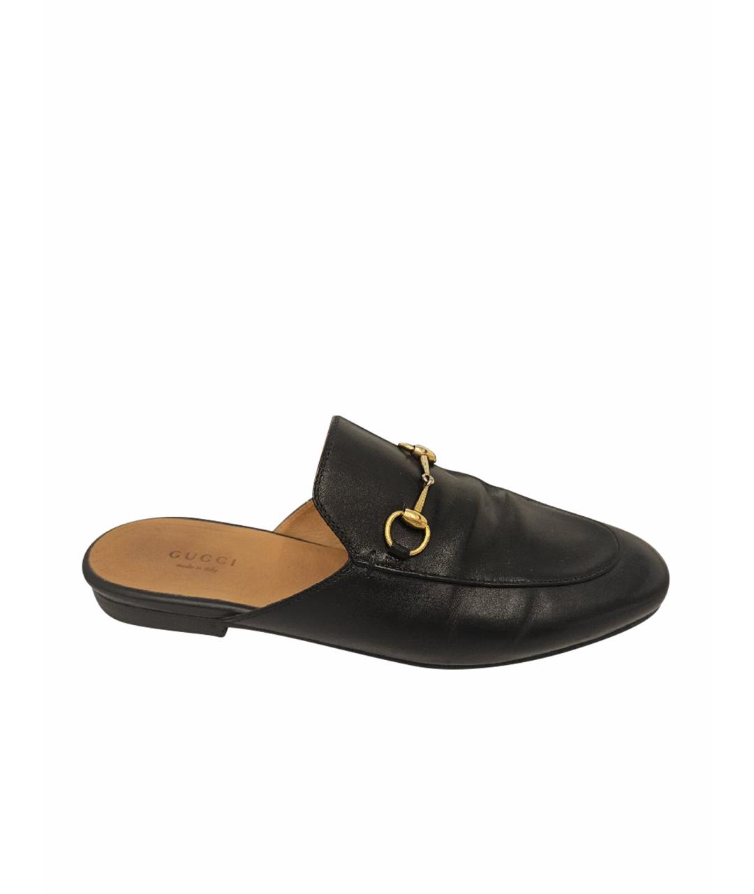 GUCCI Черные кожаные мюли, фото 1