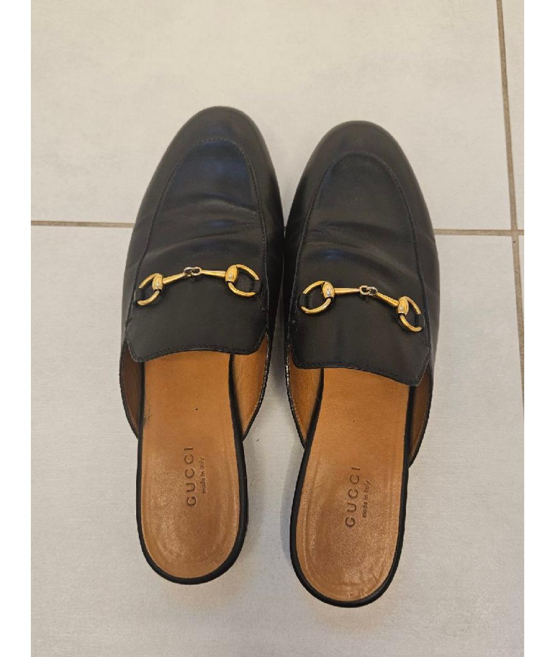 GUCCI Черные кожаные мюли, фото 3