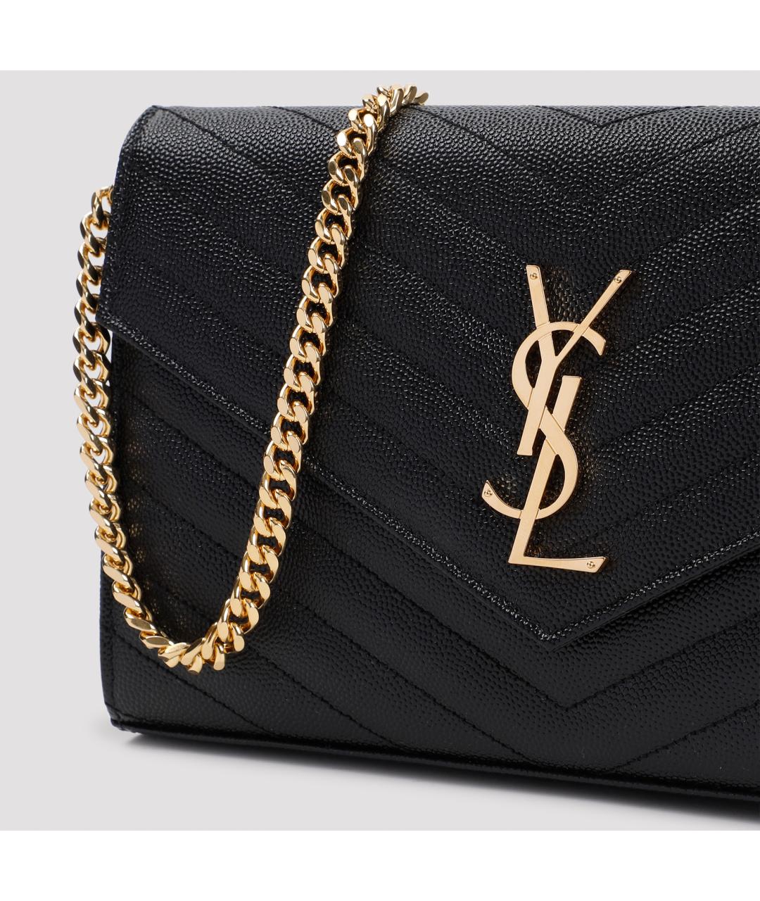 SAINT LAURENT Черная кожаная сумка через плечо, фото 5