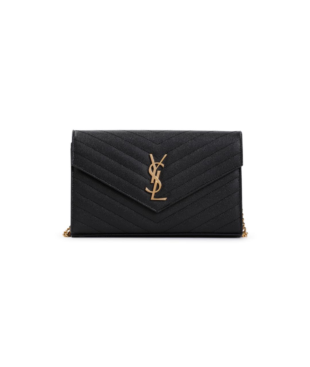 SAINT LAURENT Черная кожаная сумка через плечо, фото 1