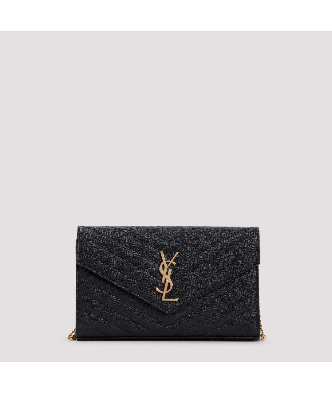 SAINT LAURENT Черная кожаная сумка через плечо, фото 2