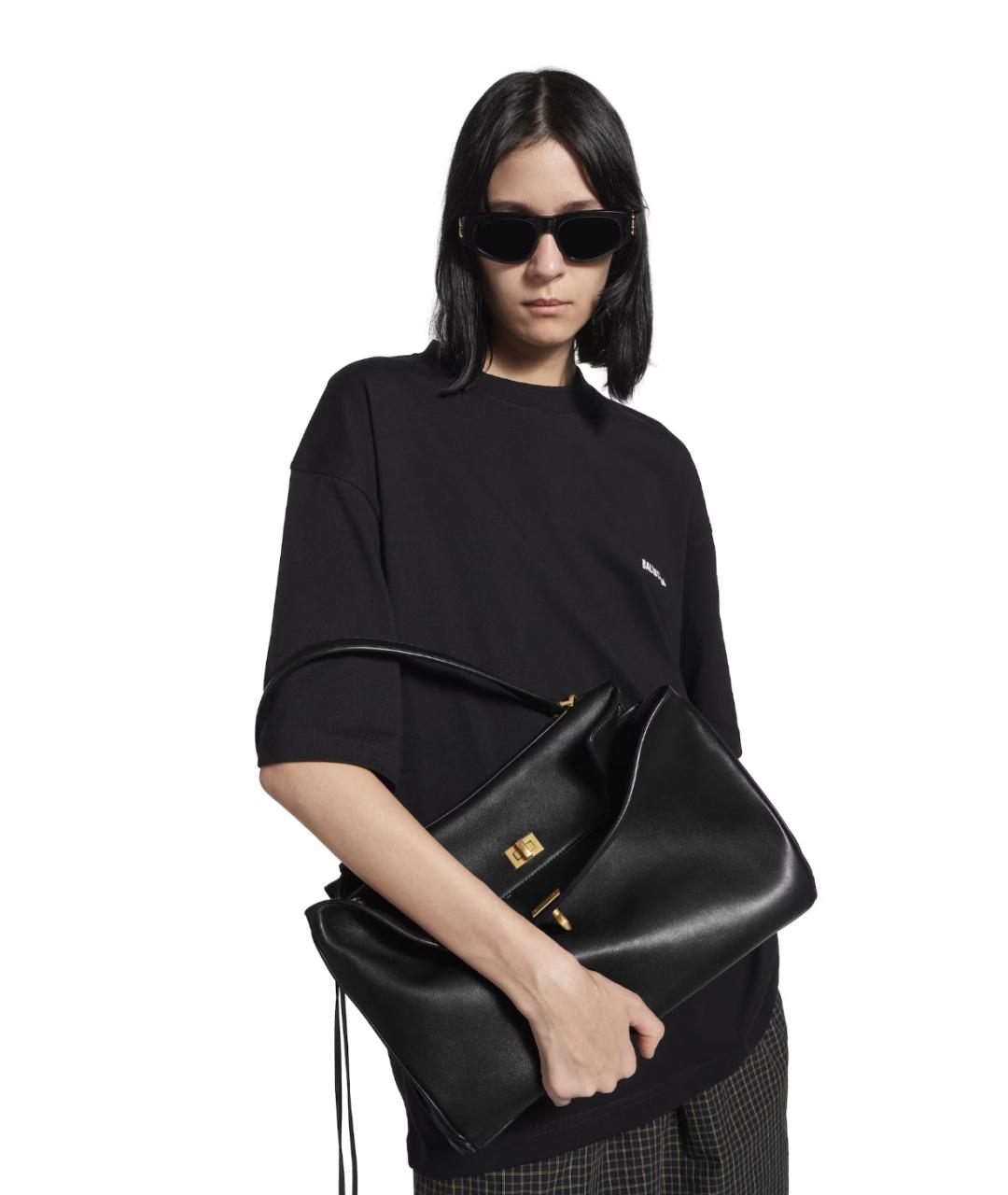 BALENCIAGA Черная кожаная сумка тоут, фото 2