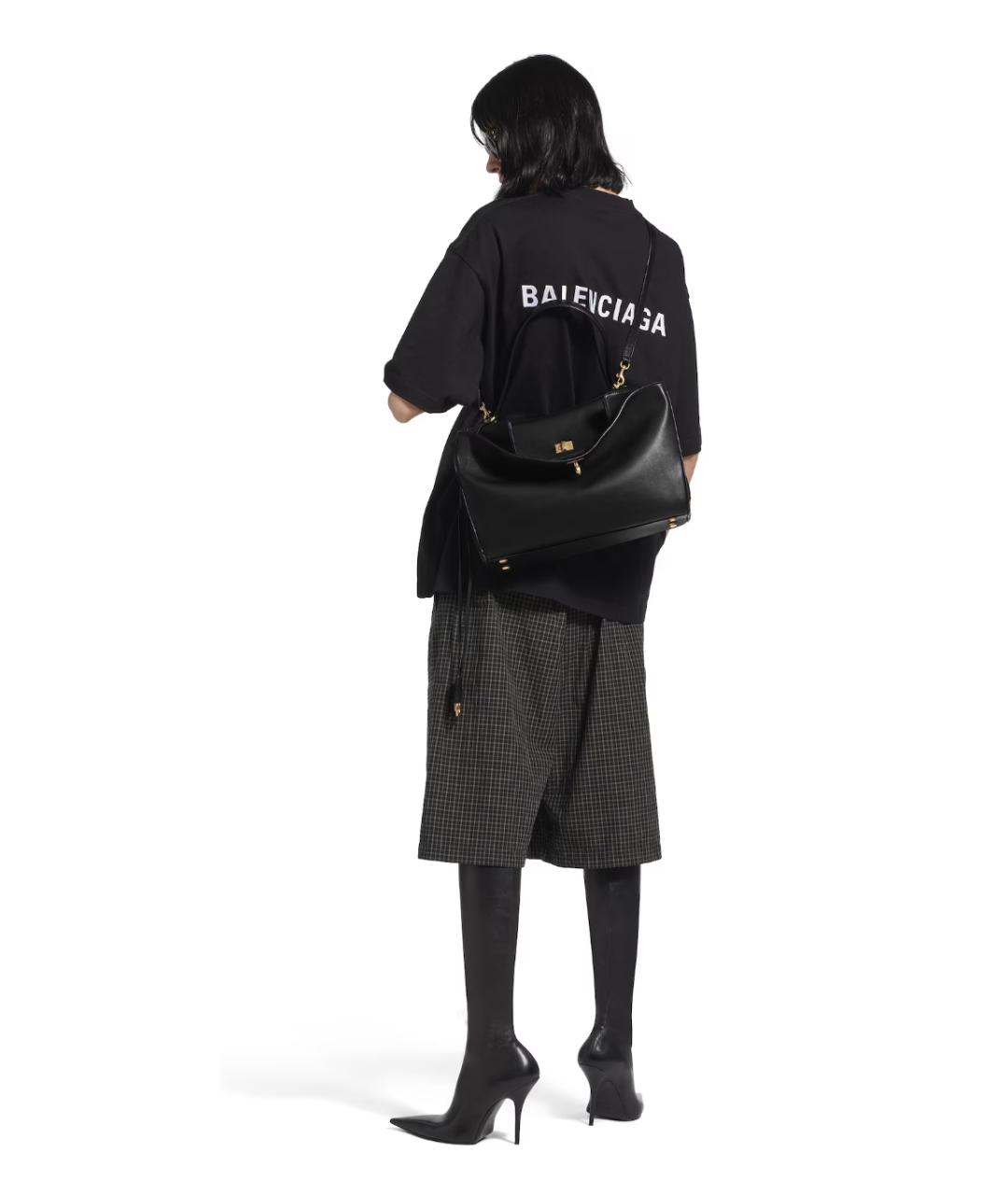 BALENCIAGA Черная кожаная сумка тоут, фото 9