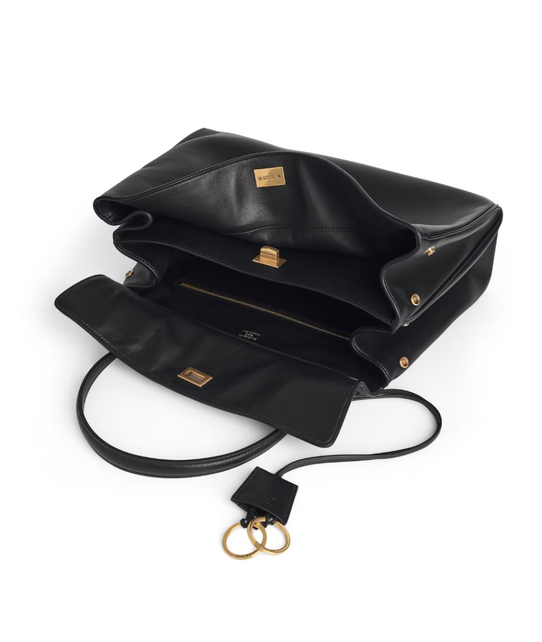 BALENCIAGA Черная кожаная сумка тоут, фото 5