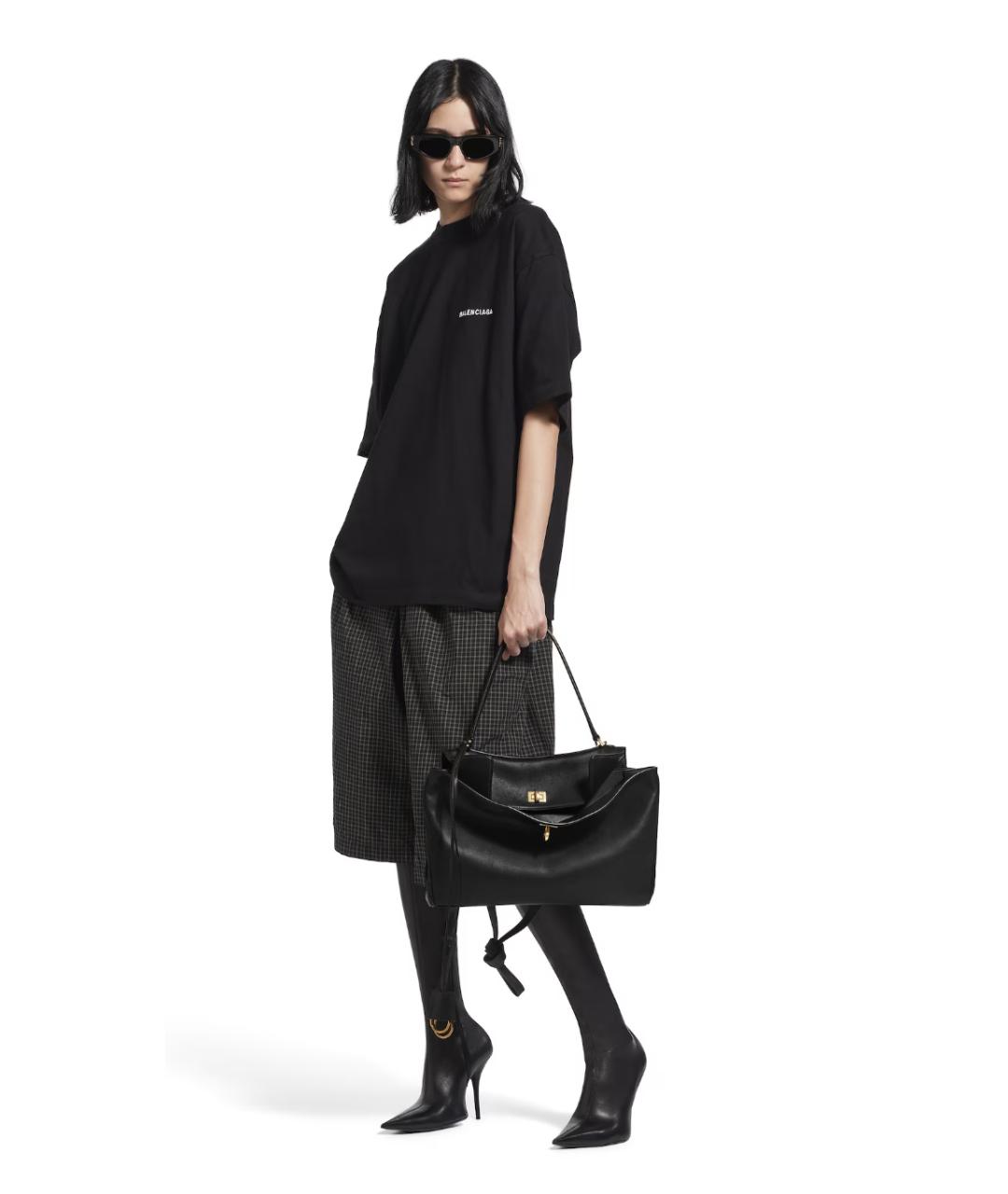 BALENCIAGA Черная кожаная сумка тоут, фото 7