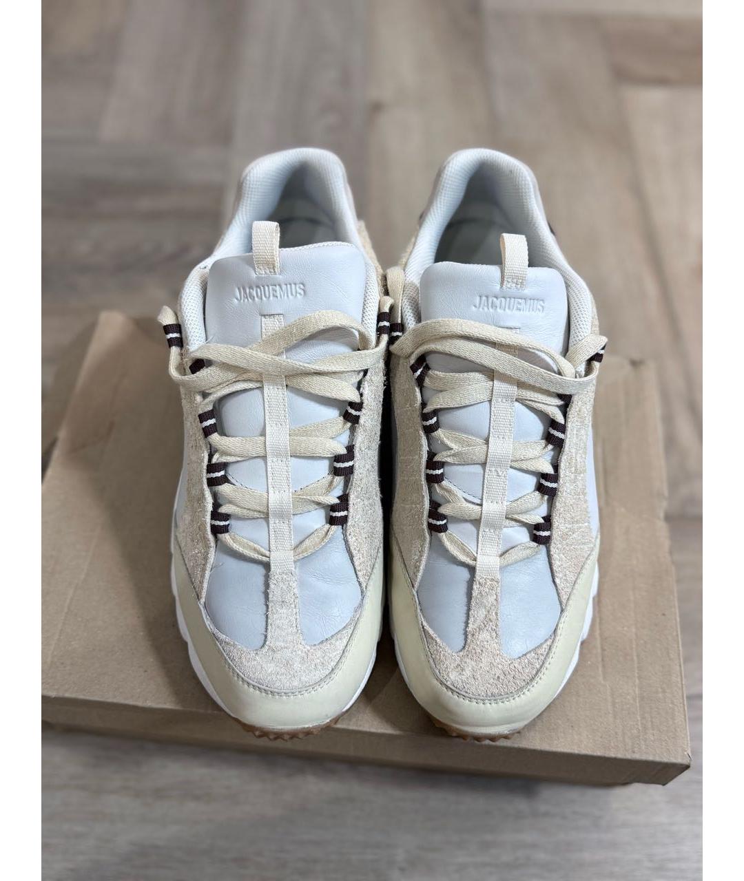 NIKE Бежевые кожаные высокие кроссовки / кеды, фото 2