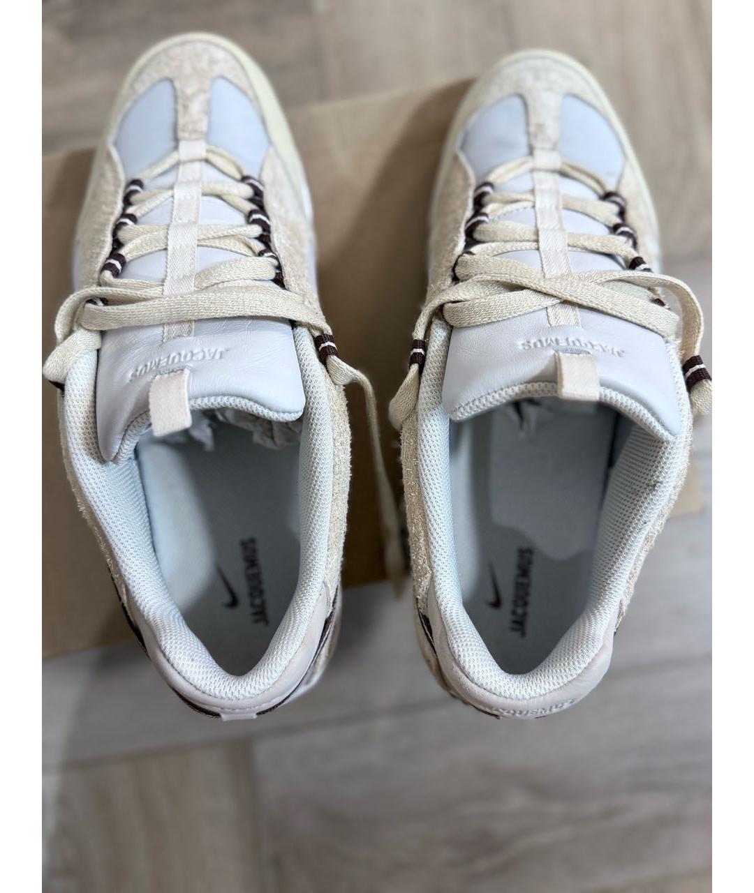 NIKE Бежевые кожаные высокие кроссовки / кеды, фото 3