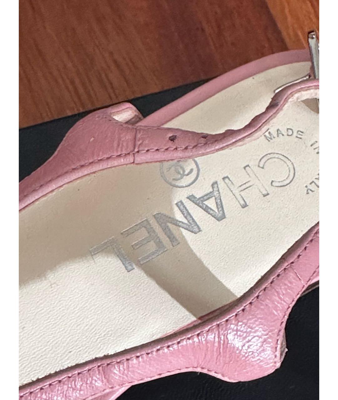 CHANEL Розовые кожаные босоножки, фото 2