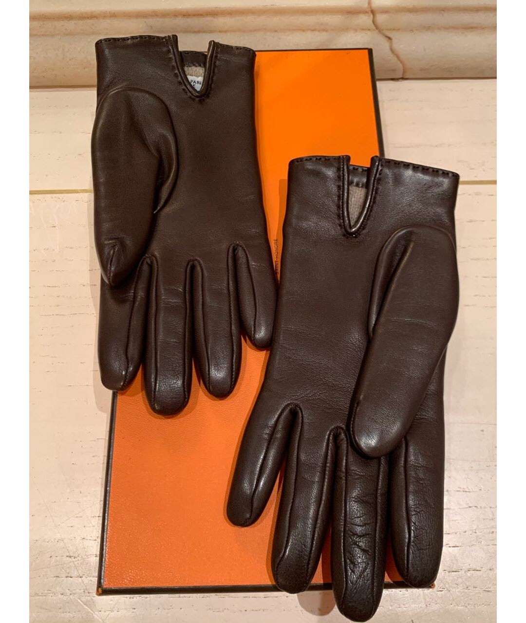 HERMES PRE-OWNED Коричневые кожаные перчатки, фото 7
