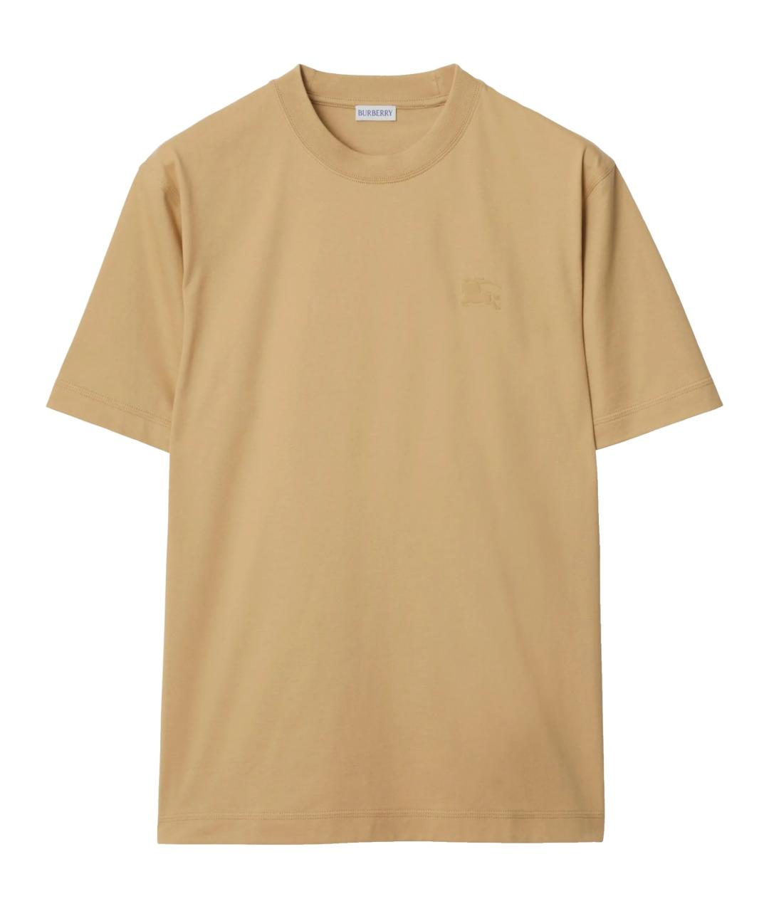 BURBERRY Бежевая хлопковая футболка, фото 1