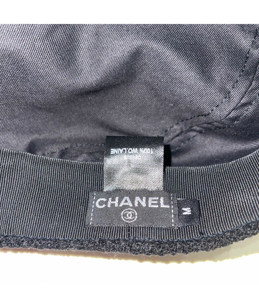 CHANEL PRE-OWNED Черная шерстяная кепка, фото 4