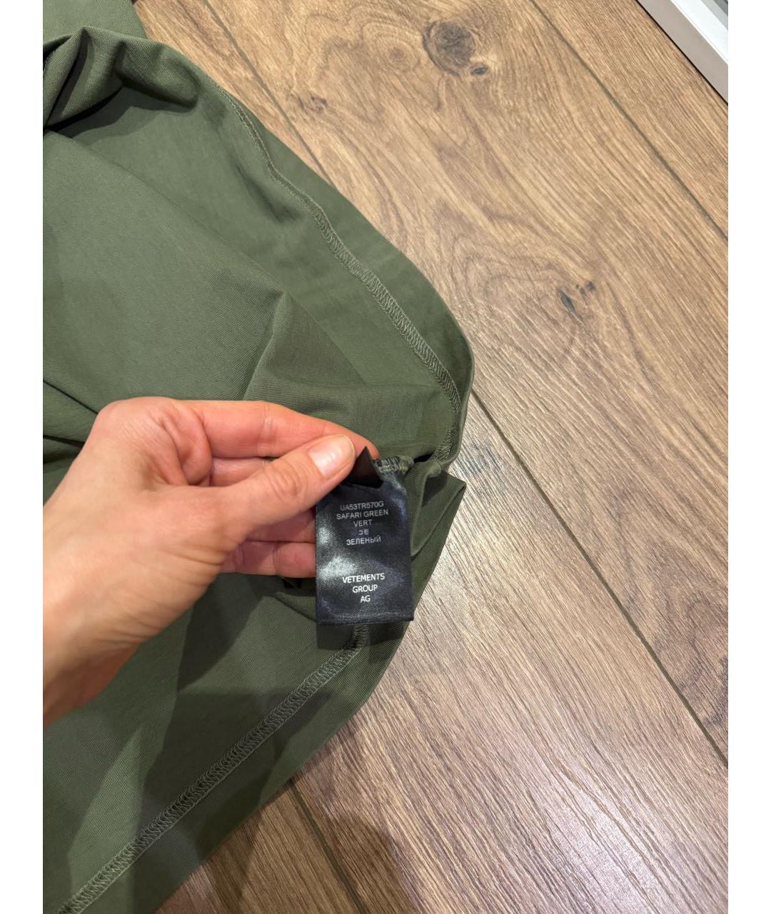 VETEMENTS Зеленая хлопковая футболка, фото 3