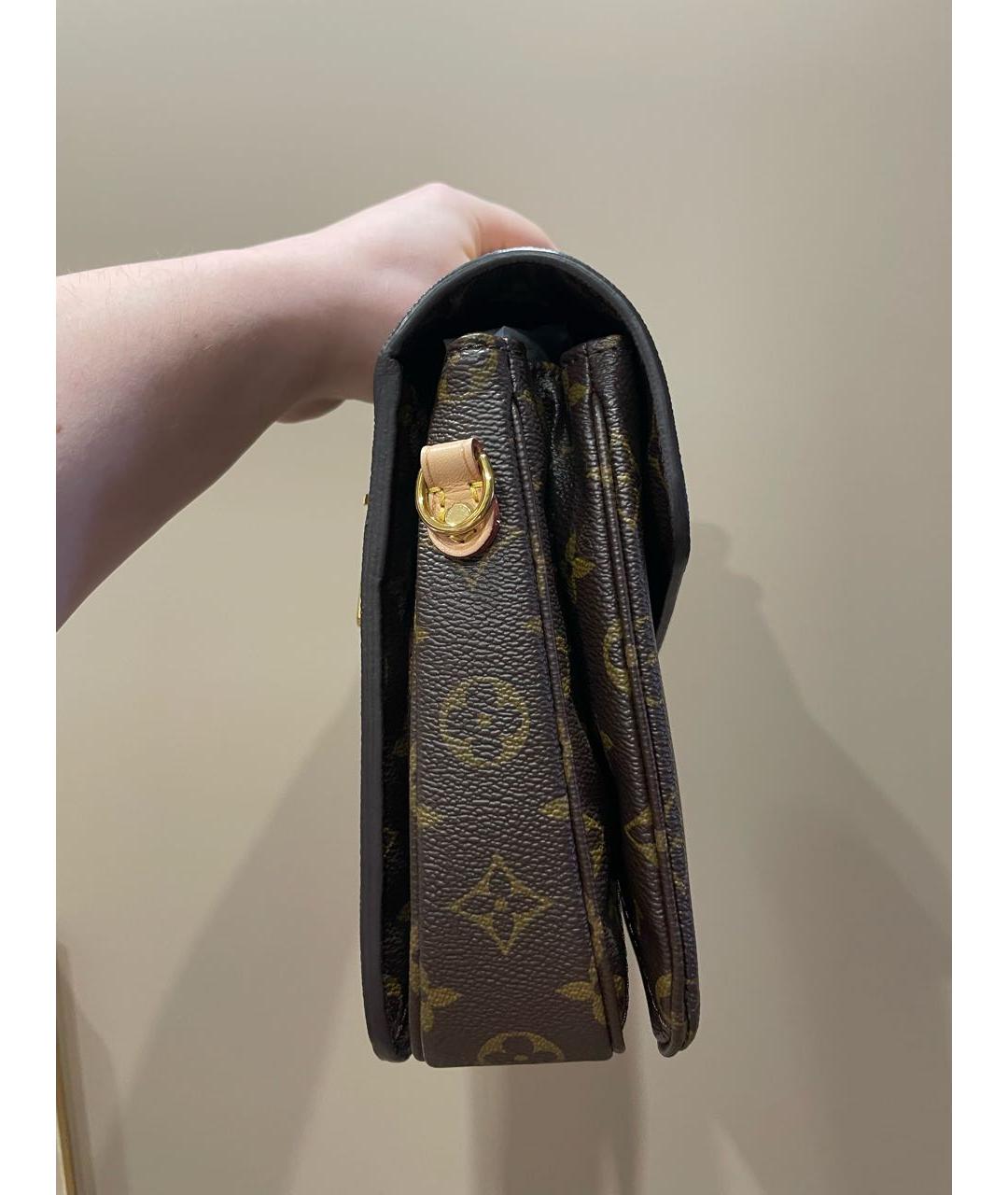 LOUIS VUITTON Коричневая кожаная сумка с короткими ручками, фото 6