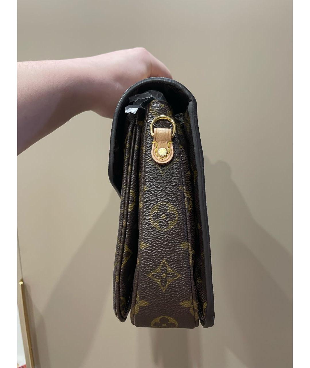 LOUIS VUITTON Коричневая кожаная сумка с короткими ручками, фото 7