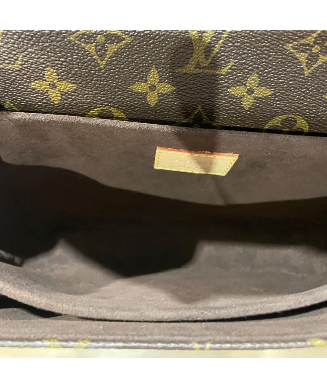 LOUIS VUITTON Коричневая кожаная сумка с короткими ручками, фото 4