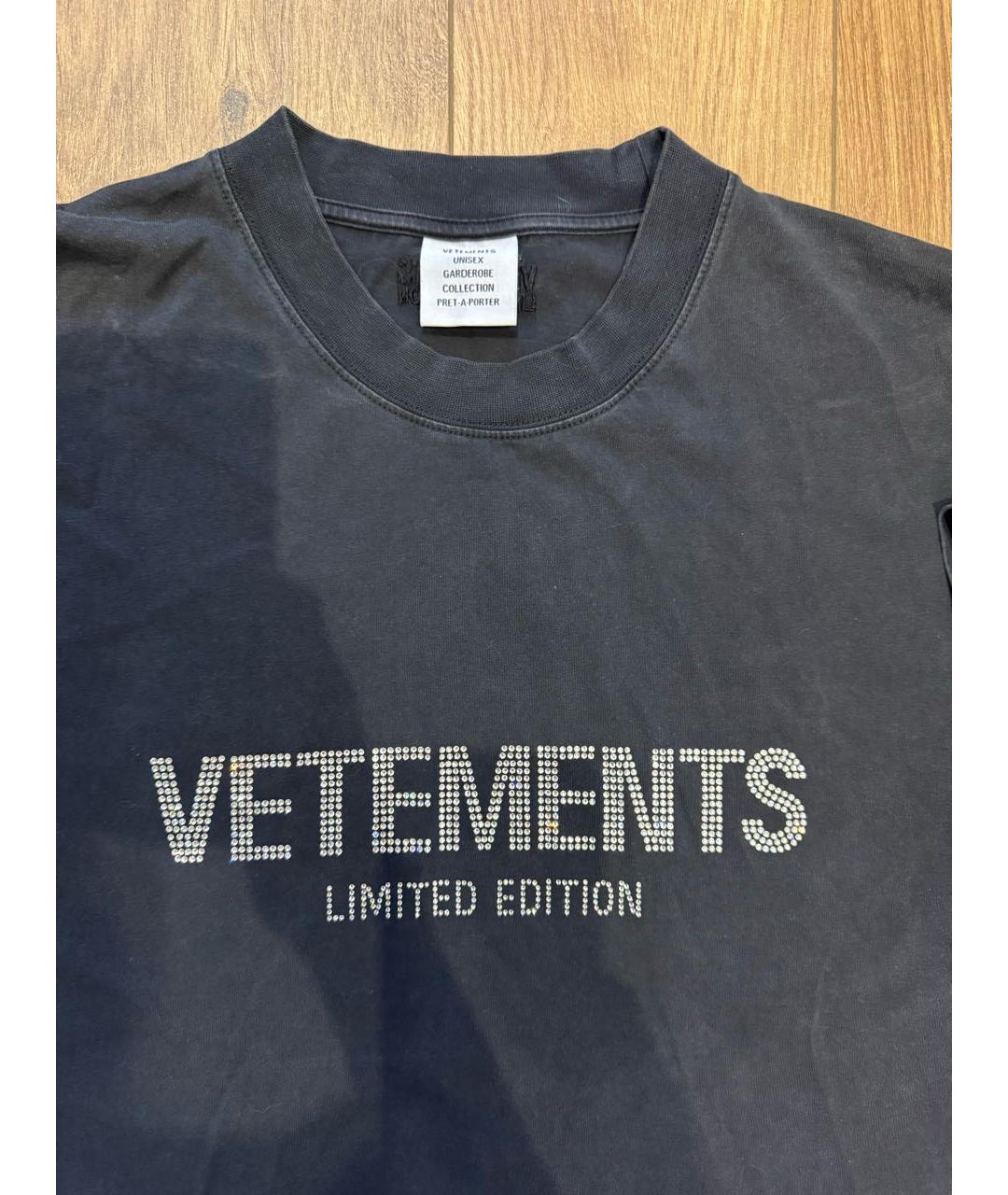 VETEMENTS Антрацитовая хлопковая футболка, фото 2