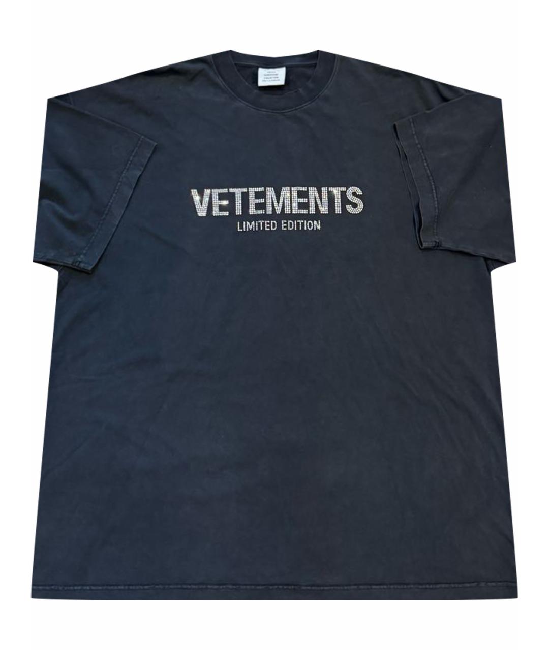 VETEMENTS Антрацитовая хлопковая футболка, фото 1