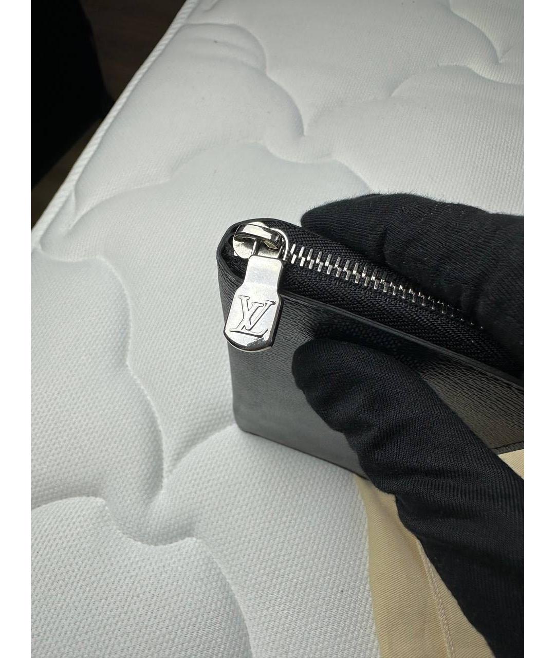 LOUIS VUITTON Антрацитовый кожаный кошелек, фото 6