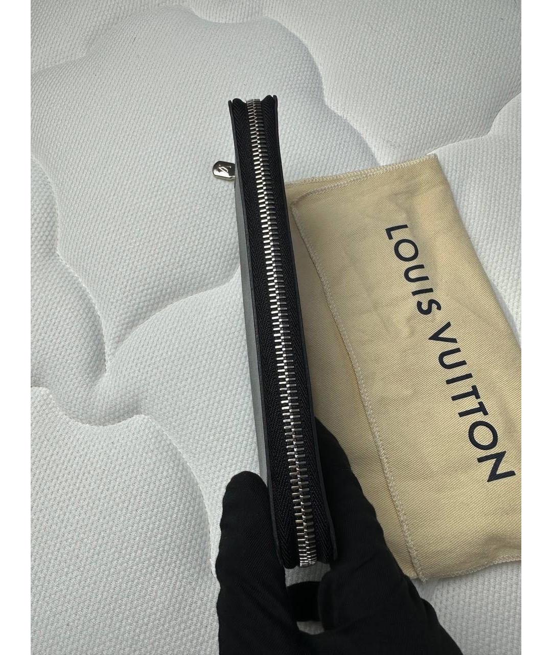 LOUIS VUITTON Антрацитовый кожаный кошелек, фото 3