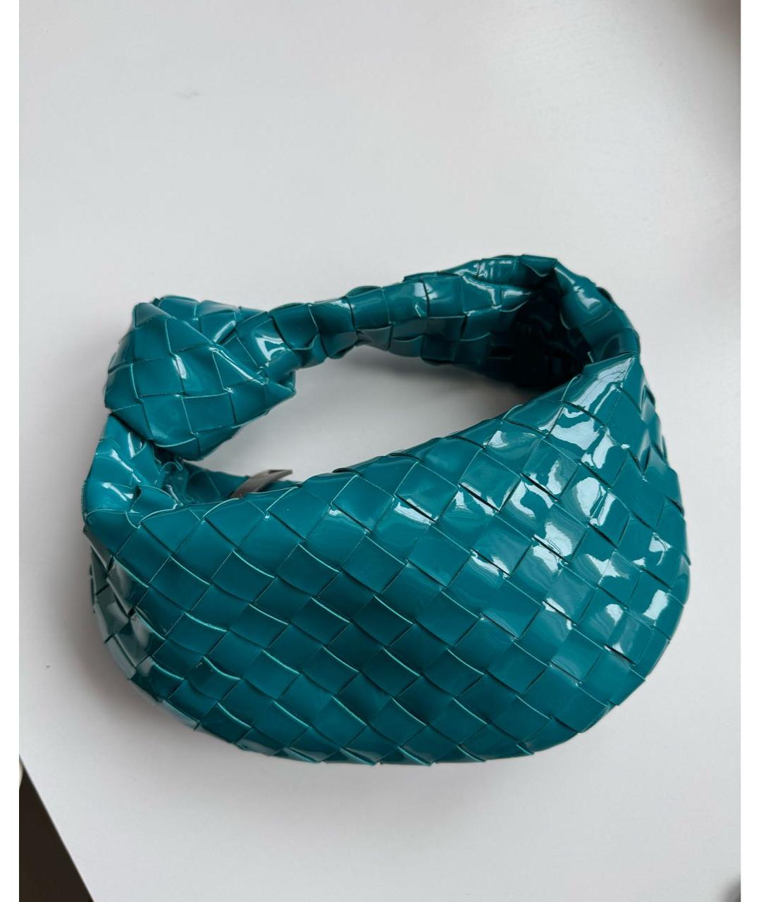 BOTTEGA VENETA Бирюзовая сумка с короткими ручками из лакированной кожи, фото 7