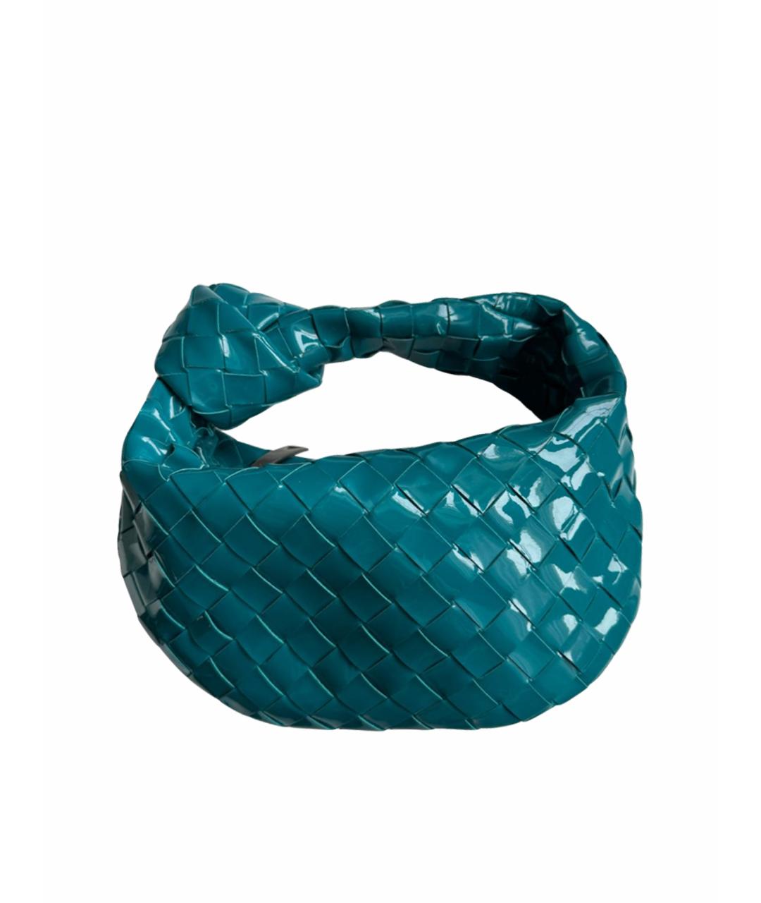 BOTTEGA VENETA Бирюзовая сумка с короткими ручками из лакированной кожи, фото 1