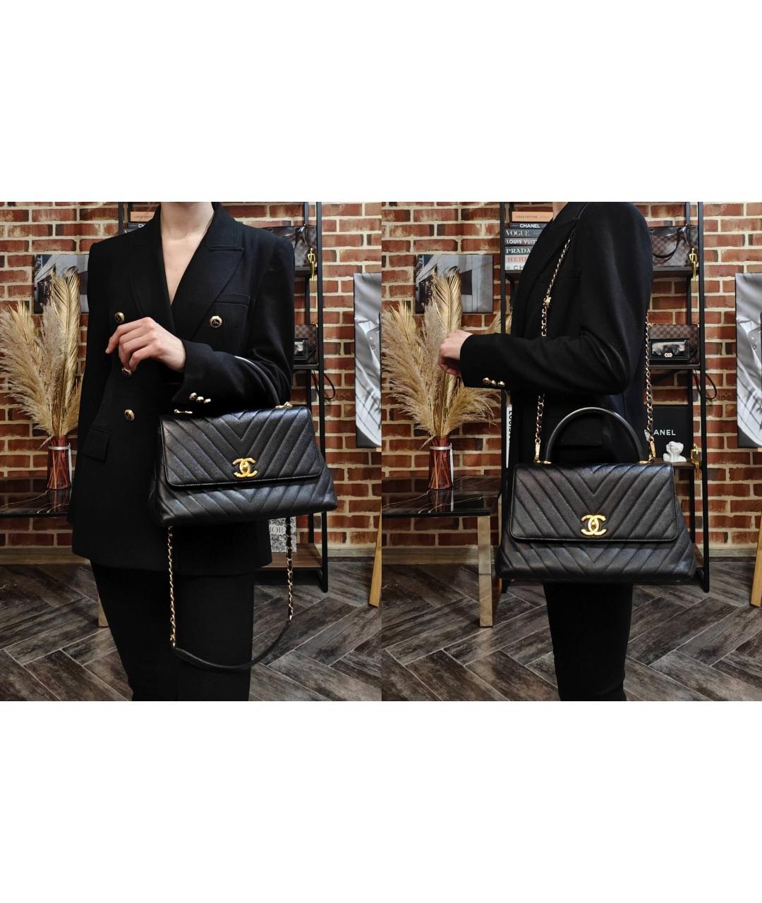CHANEL Черная кожаная сумка с короткими ручками, фото 5