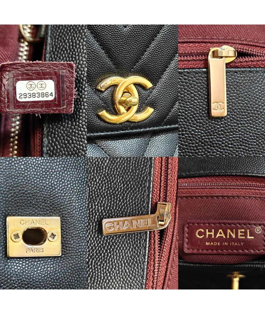 CHANEL Черная кожаная сумка с короткими ручками, фото 6