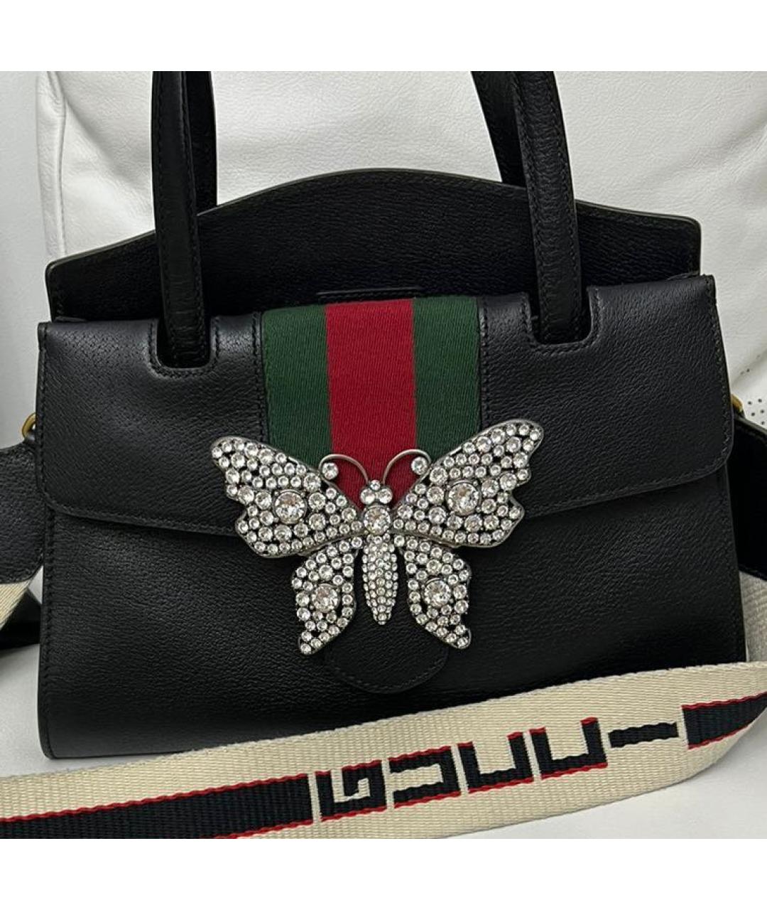 GUCCI Черная кожаная сумка тоут, фото 2