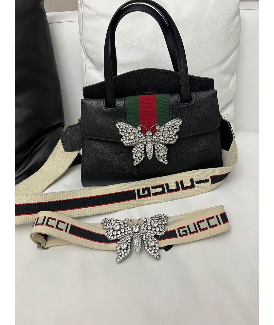 GUCCI Черная кожаная сумка тоут, фото 3
