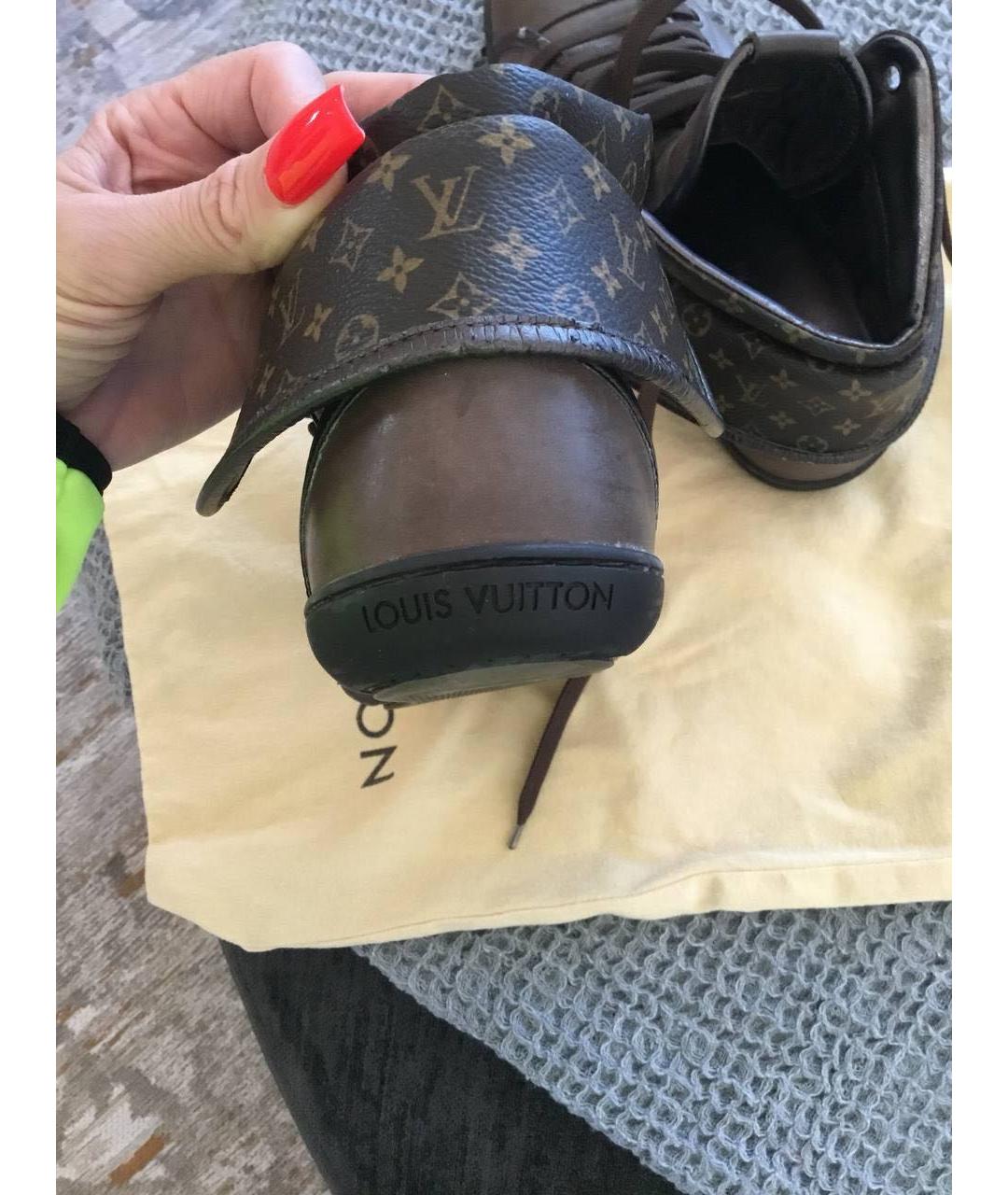 LOUIS VUITTON Коричневые кожаные кроссовки, фото 4