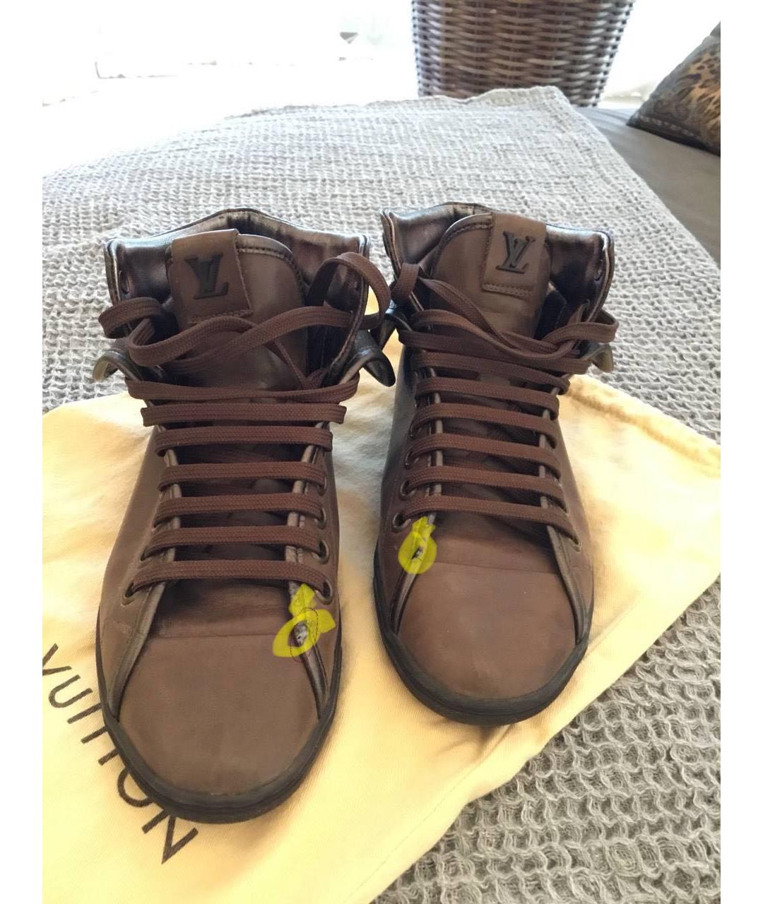 LOUIS VUITTON Коричневые кожаные кроссовки, фото 7