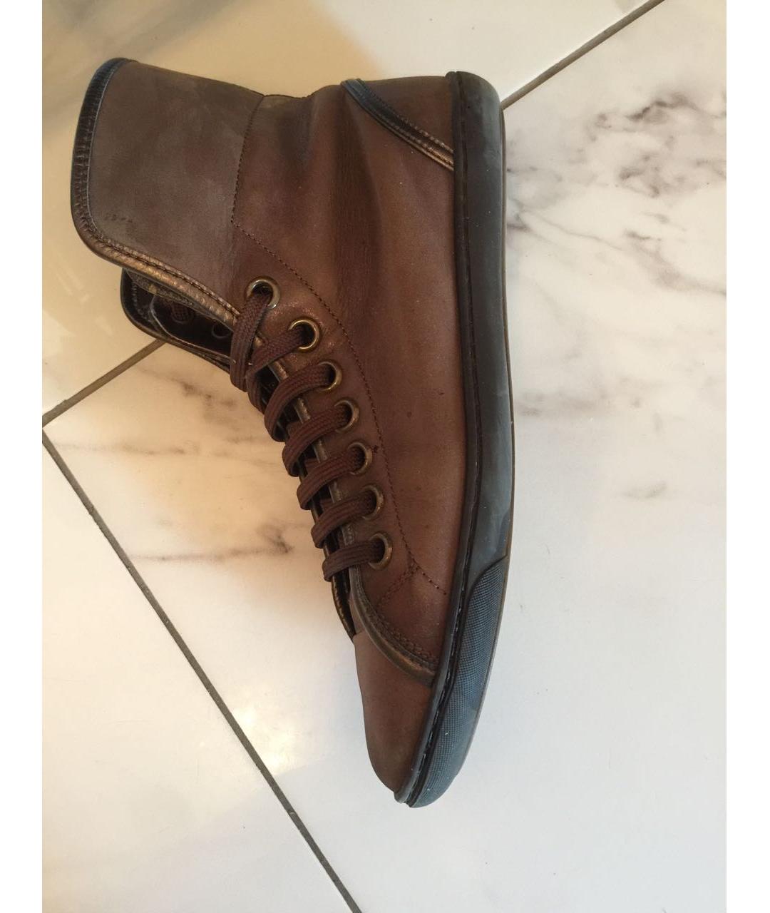 LOUIS VUITTON Коричневые кожаные кроссовки, фото 8