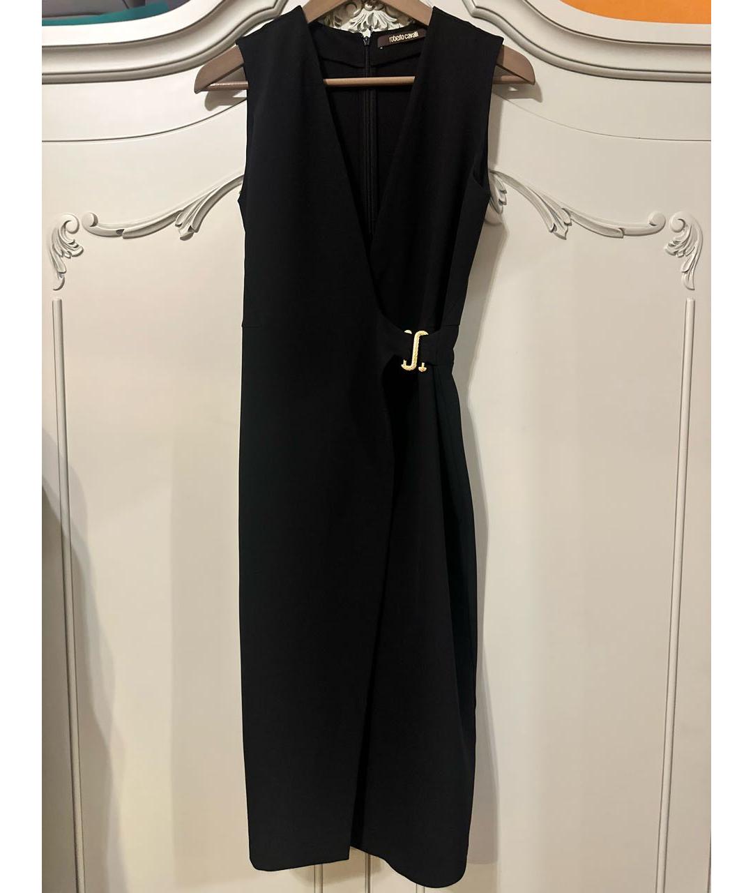 ROBERTO CAVALLI Черное хлопко-эластановое коктейльное платье, фото 3