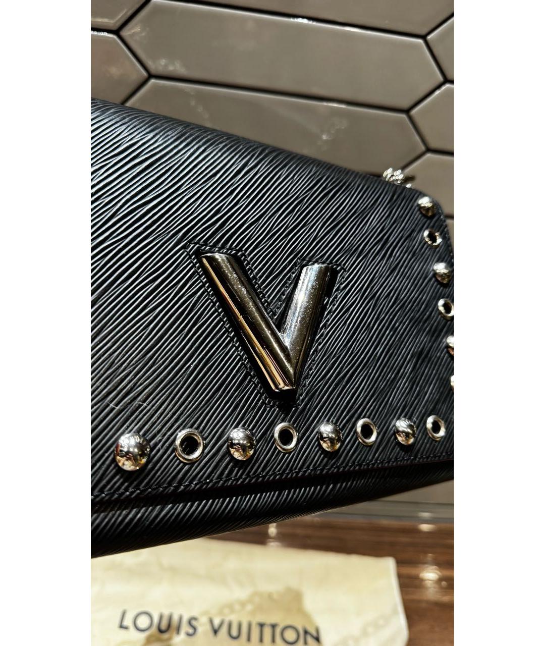 LOUIS VUITTON Черная кожаная сумка через плечо, фото 2