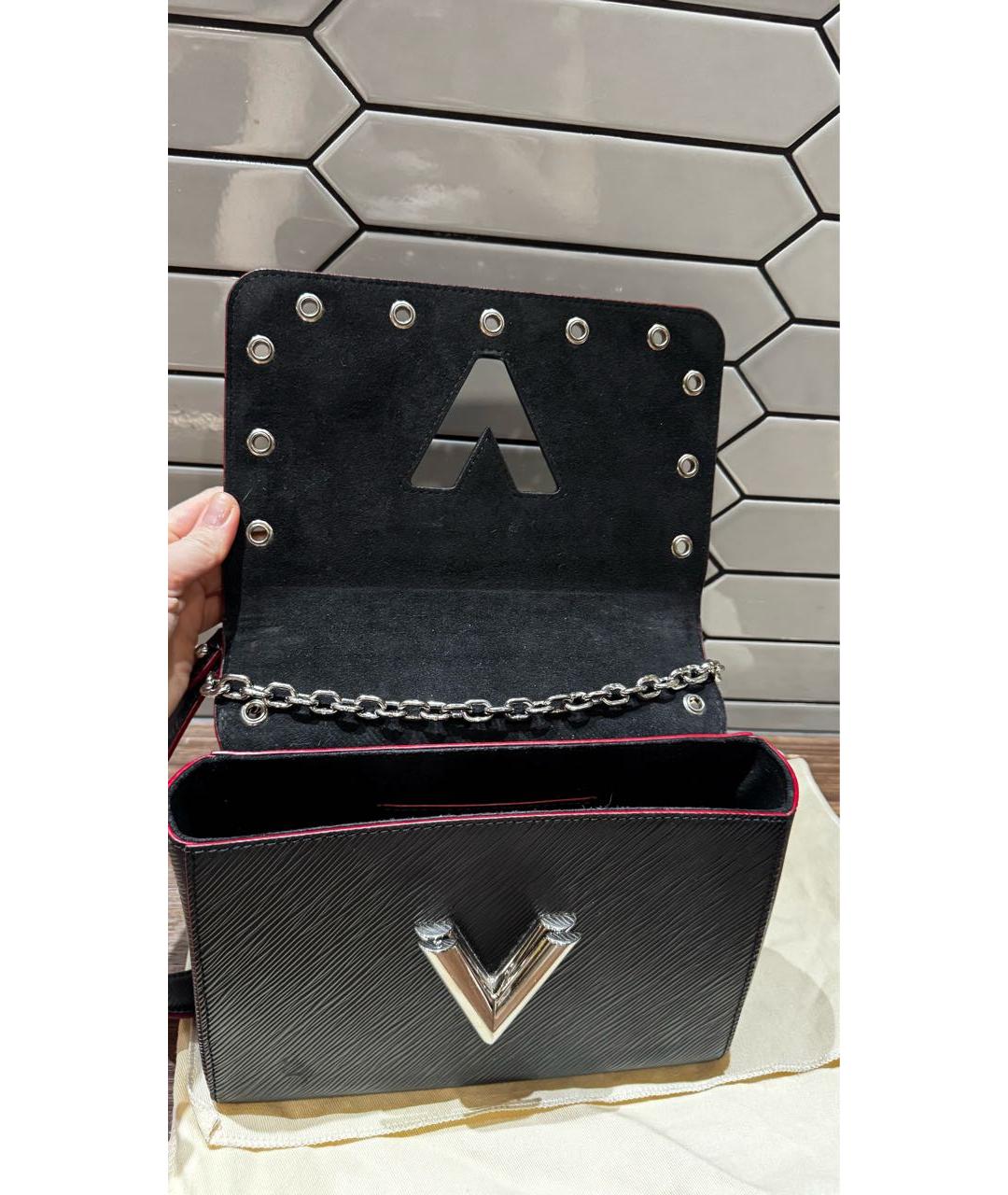 LOUIS VUITTON Черная кожаная сумка через плечо, фото 6