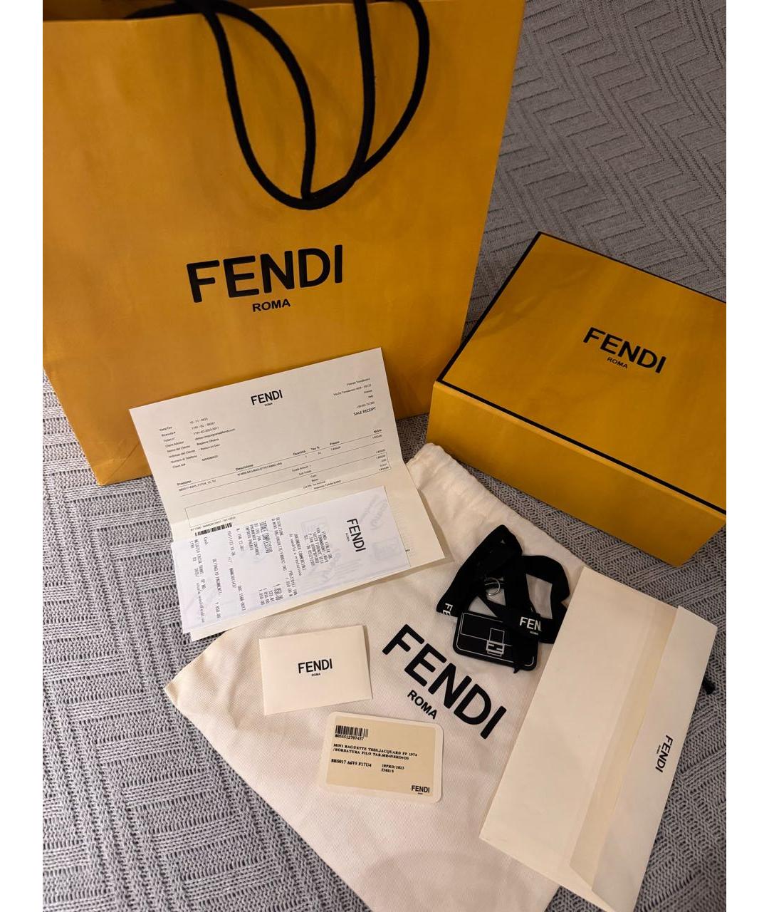 FENDI Коричневая жаккардовая сумка через плечо, фото 6