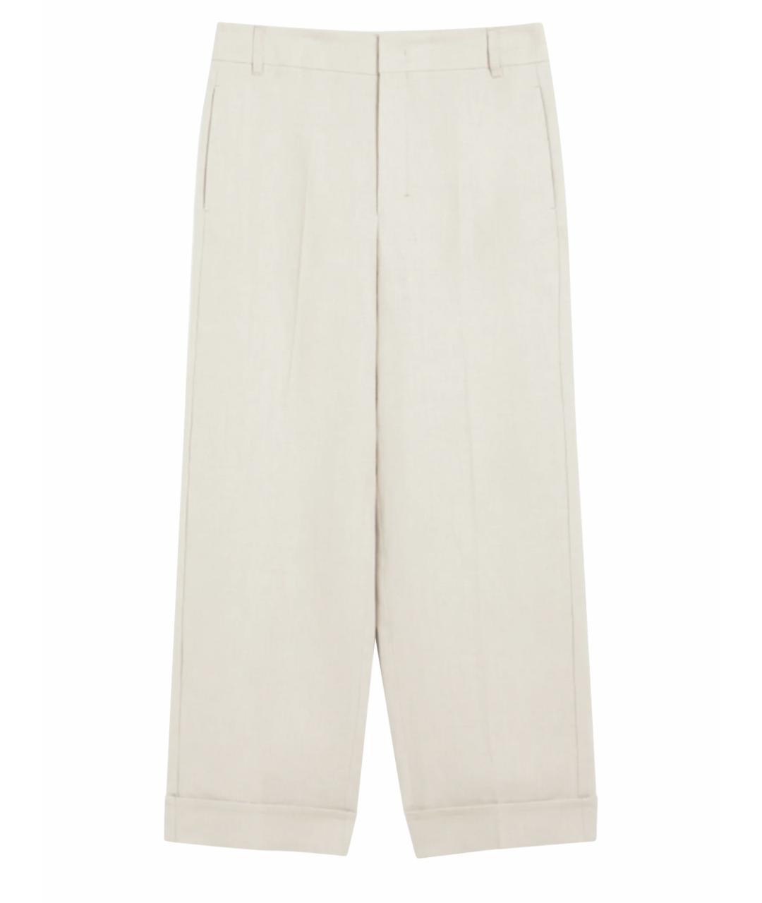 'S MAX MARA Бежевые хлопковые прямые брюки, фото 1
