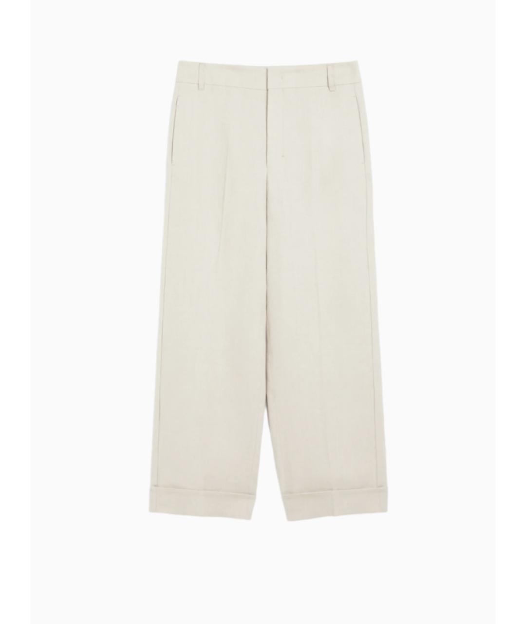 'S MAX MARA Бежевые хлопковые прямые брюки, фото 4