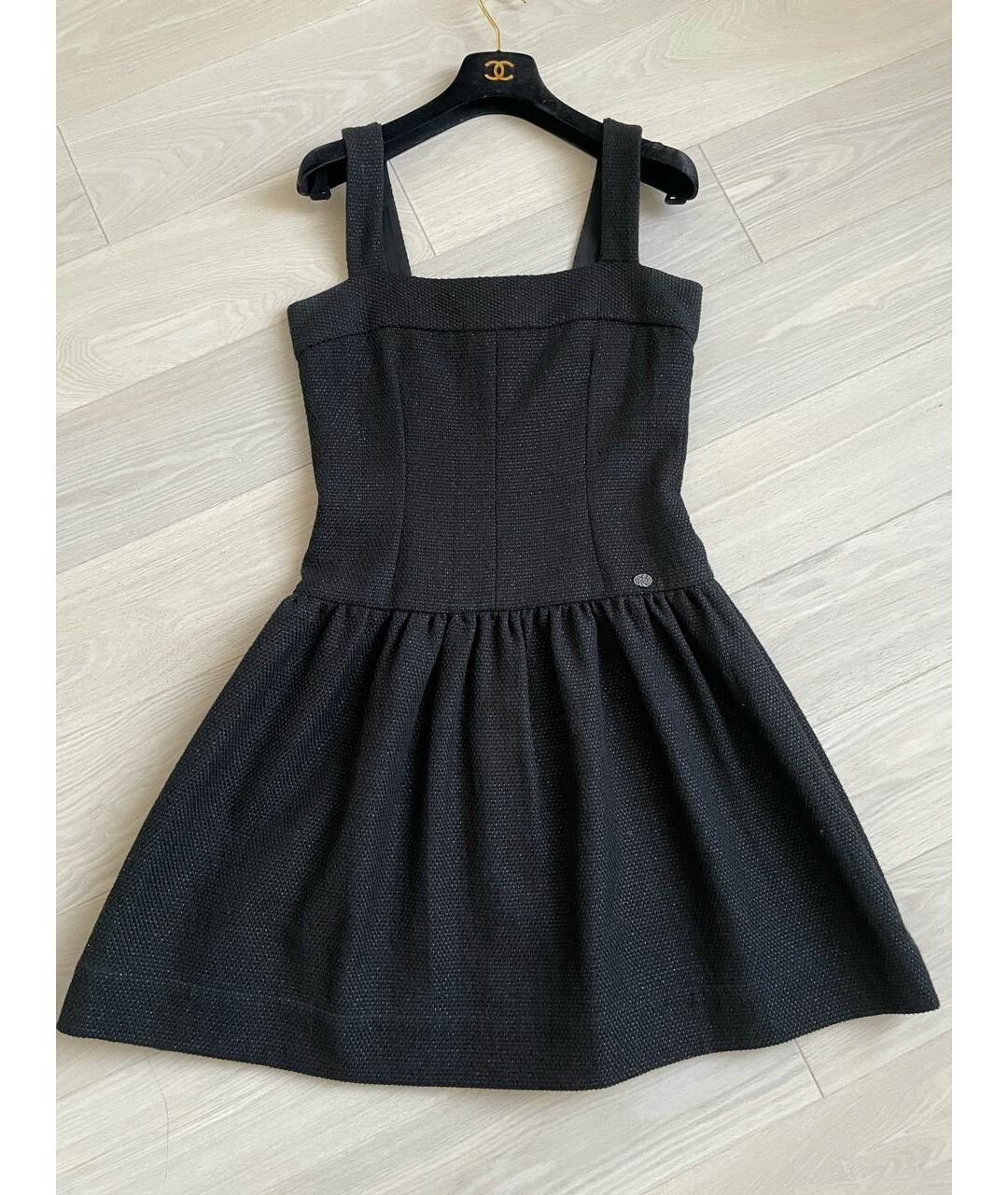 CHANEL PRE-OWNED Черное твидовое платье, фото 7