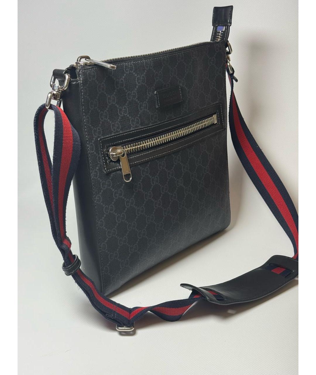 GUCCI Антрацитовая кожаная сумка на плечо, фото 2