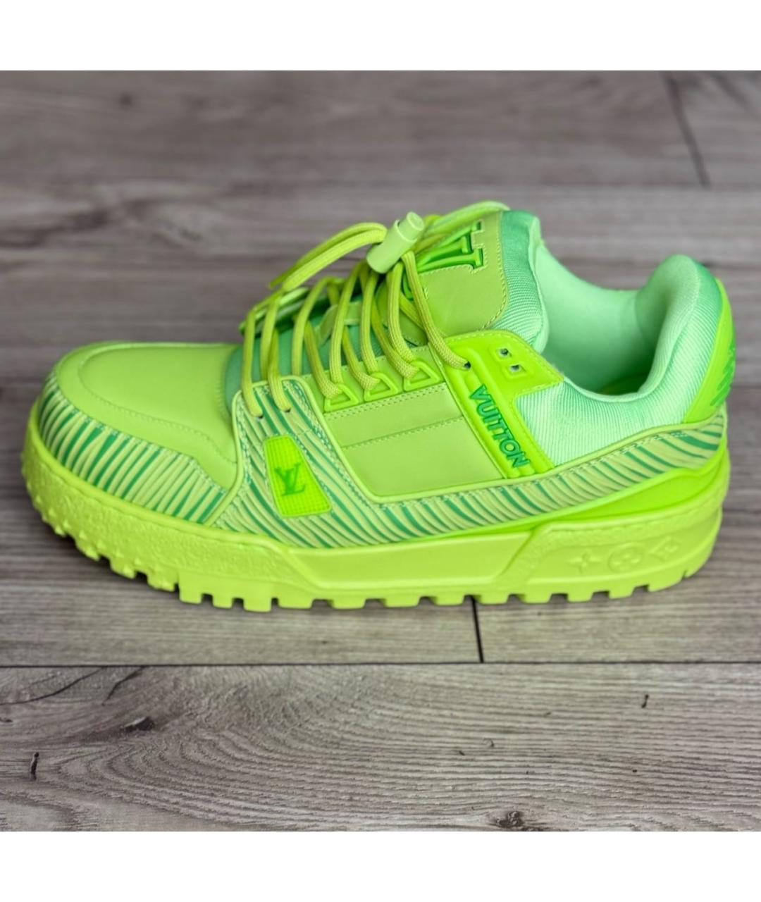 LOUIS VUITTON Салатовые кожаные кроссовки, фото 8