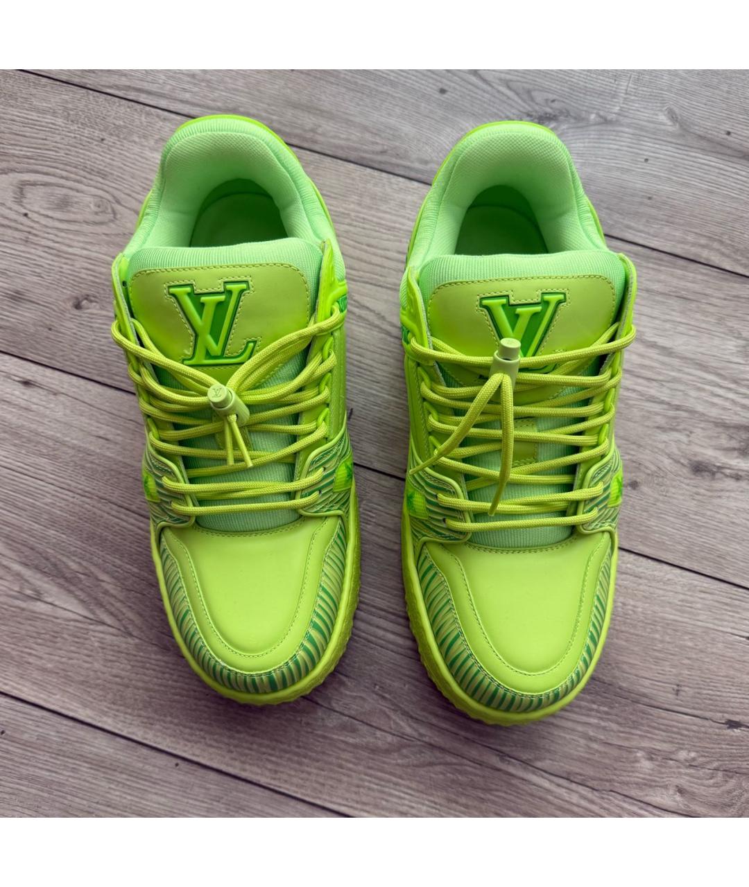 LOUIS VUITTON Салатовые кожаные кроссовки, фото 2